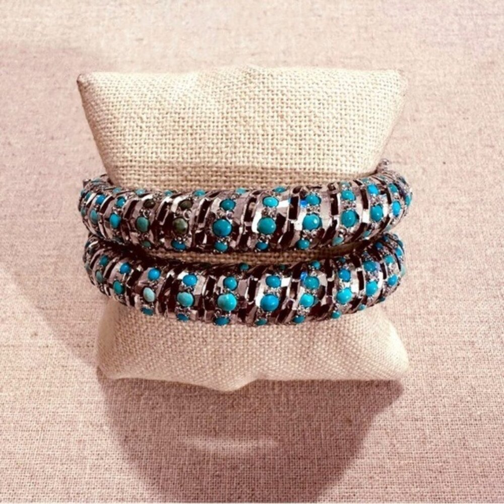Vintage | Bracelets | Rhodium Plated with Persian Turquoise